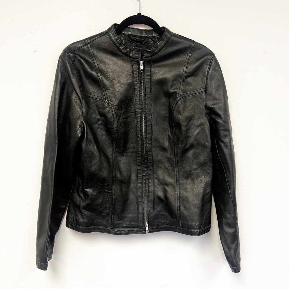 SZ L The Limited Black Leather Coat